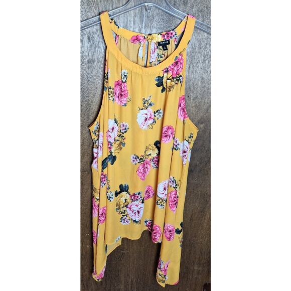 Torrid 4 Women 4x Yellow Floral Spring Halter Keyhole Flowy Tank Top - Picture 2 of 7